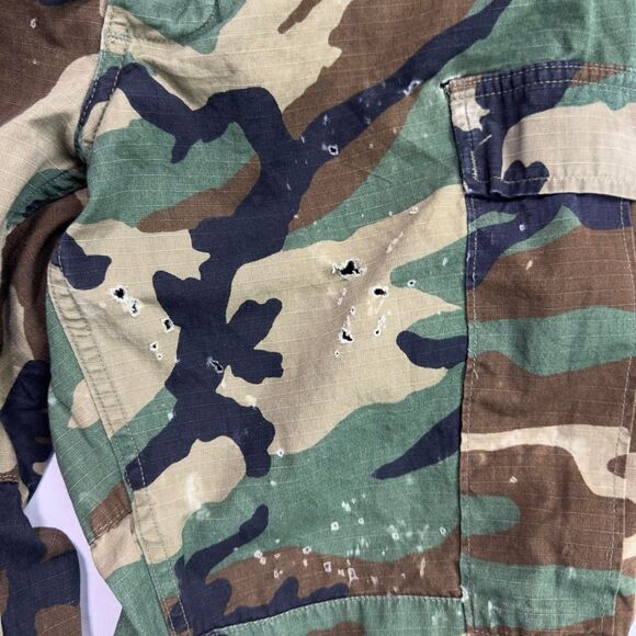 US Military Woodland Camo BDU Pants Men’s Medium Regular Ripstop Distressed - Picture 5 of 8